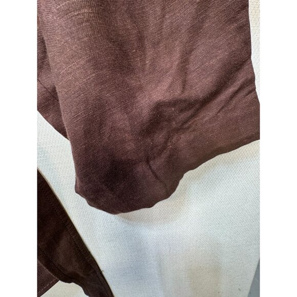 Larry Levine Women's Linen Blazer Size 20W Brown Two Button Belted Stretch - Picture 7 of 13